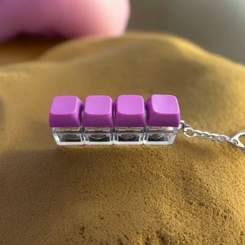 Macaron Mechanical Keyboard Fidget Keychain 4 Key Linear Switch Click Toy Stress Relief Plastic Key Ring