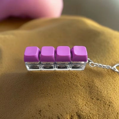 Macaron Mechanical Keyboard Fidget Keychain 4 Key Linear Switch Click Toy Stress Relief Plastic Key Ring