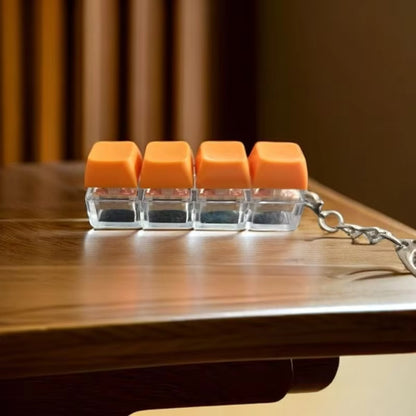Macaron Mechanical Keyboard Fidget Keychain 4 Key Linear Switch Click Toy Stress Relief Plastic Key Ring