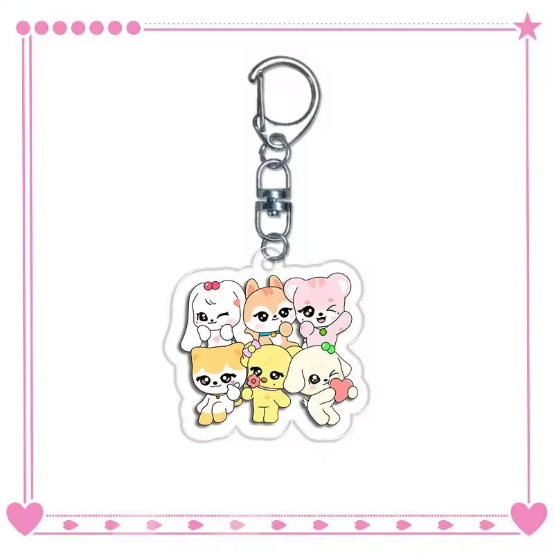 KPOP Idol Miniteen SKZ UV Printed Acrylic Keychain Custom Digital Photo Cartoon Charm Pendant Keyring