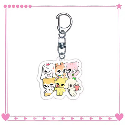 KPOP Idol Miniteen SKZ UV Printed Acrylic Keychain Custom Digital Photo Cartoon Charm Pendant Keyring