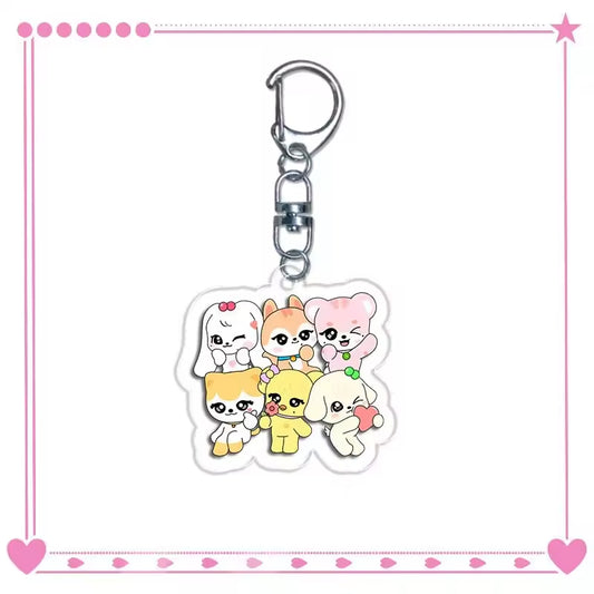 KPOP Idol Miniteen SKZ UV Printed Acrylic Keychain Custom Digital Photo Cartoon Charm Pendant Keyring