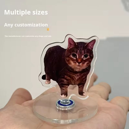 Customised 360-degree rotating acrylic cat display stand – desk decoration and stress-relief toy