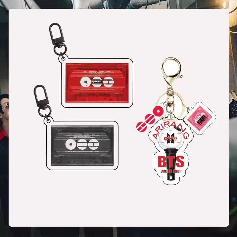 Custom Keychain Tour Cartoon Cheer Light Acrylic Cassette Tape  Microphone Shape Keychain Bag Pendant