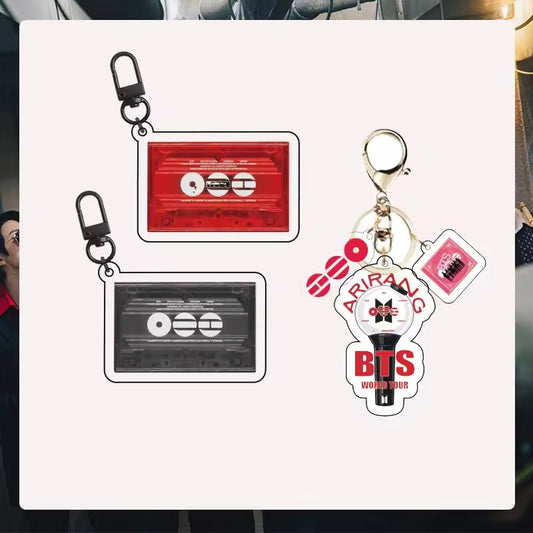 Custom Keychain Tour Cartoon Cheer Light Acrylic Cassette Tape  Microphone Shape Keychain Bag Pendant