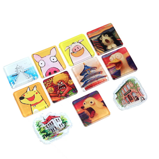 New Small Animal Series Cartoon Style Eco-friendly Acrylic Digital Printed Refrigerator Magnetic Promotional