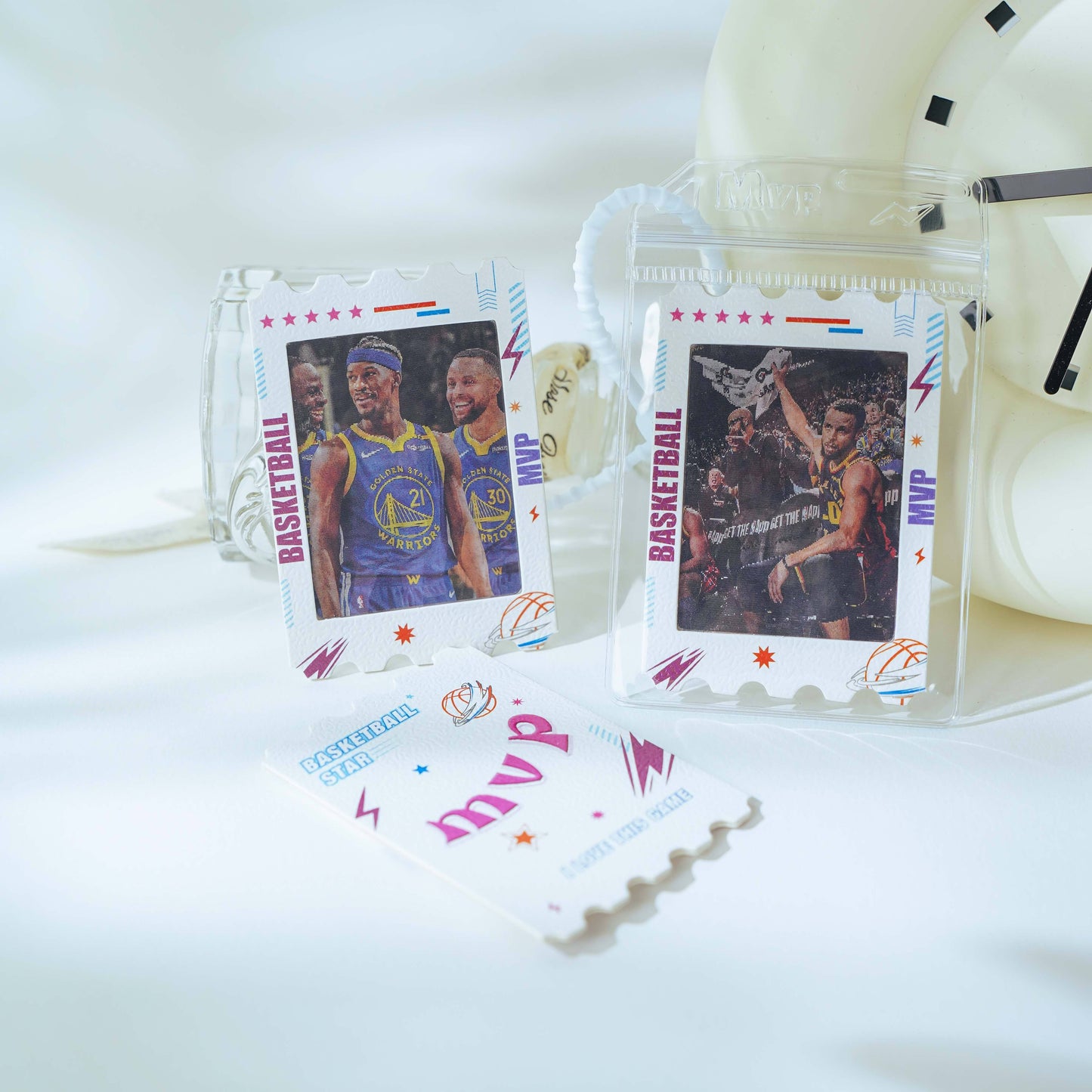 Custom  Acrylic Star Card Keychain Five Flash Silk Flower Basketball Pendant Curry  Fan Peripheral Irving Morant Durant
