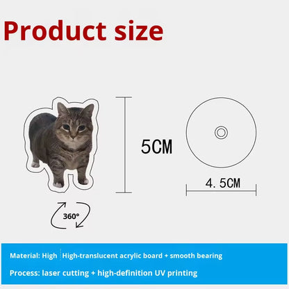 Customised 360-degree rotating acrylic cat display stand – desk decoration and stress-relief toy