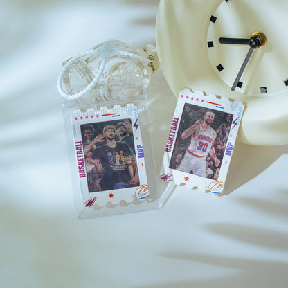 Custom  Acrylic Star Card Keychain Five Flash Silk Flower Basketball Pendant Curry  Fan Peripheral Irving Morant Durant