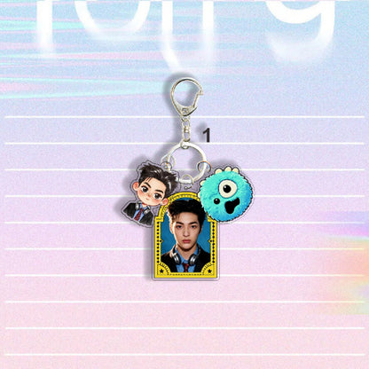 KPOP Idol Custom Keychain  Cartoon Digital Photo Keychain Acrylic Plastic Keyring Charms Promotion Gift Fashion Trend