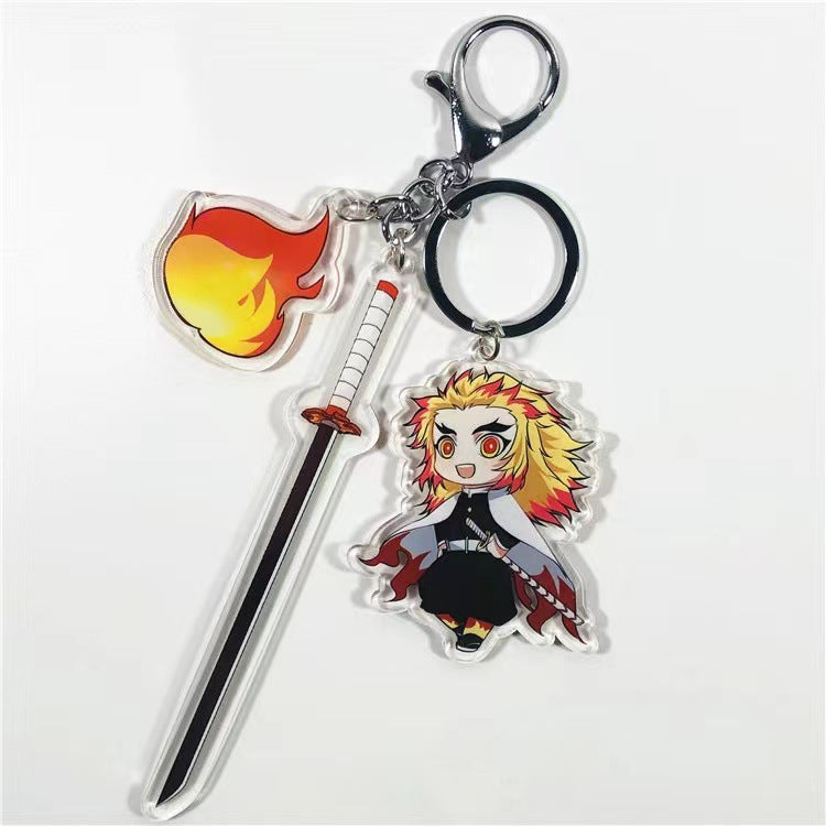 Demon Slayer Acrylic Keychain with Sword  Tanjiro Kamado, Zenitsu Agatsuma, Nezuko Kamado Anime Keyring Pendant
