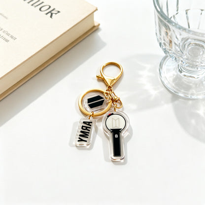 Custom Kpop Style Acrylic Light Keychain  Cartoon Photo Pendant for Gifts Souvenirs Fans