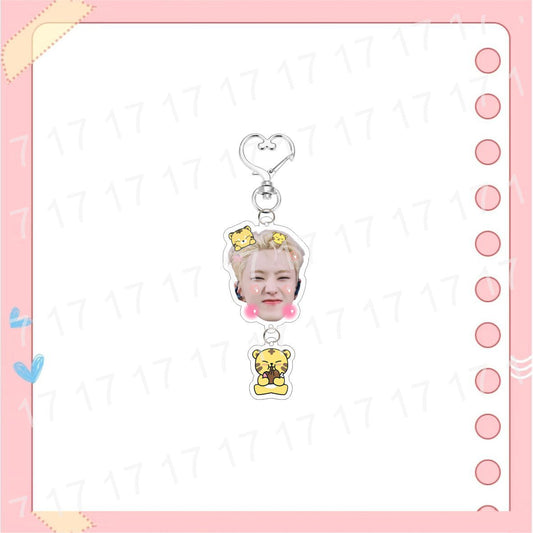 Custom Keychain Big Head Cartoon Acrylic Heart-Shaped Keychain Bag Pendant Accessories Celebrity Merchandise