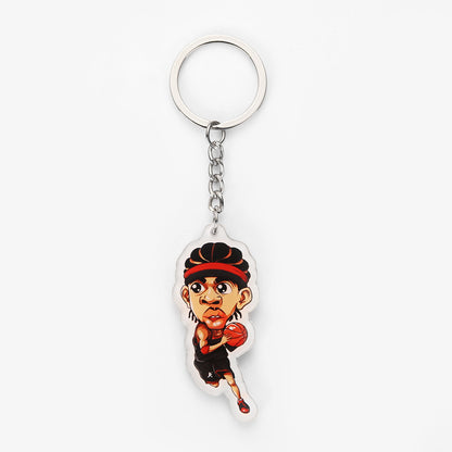 Custom Cartoon Basketball Player Acrylic Keychain | Personalized Sports Fan Gift