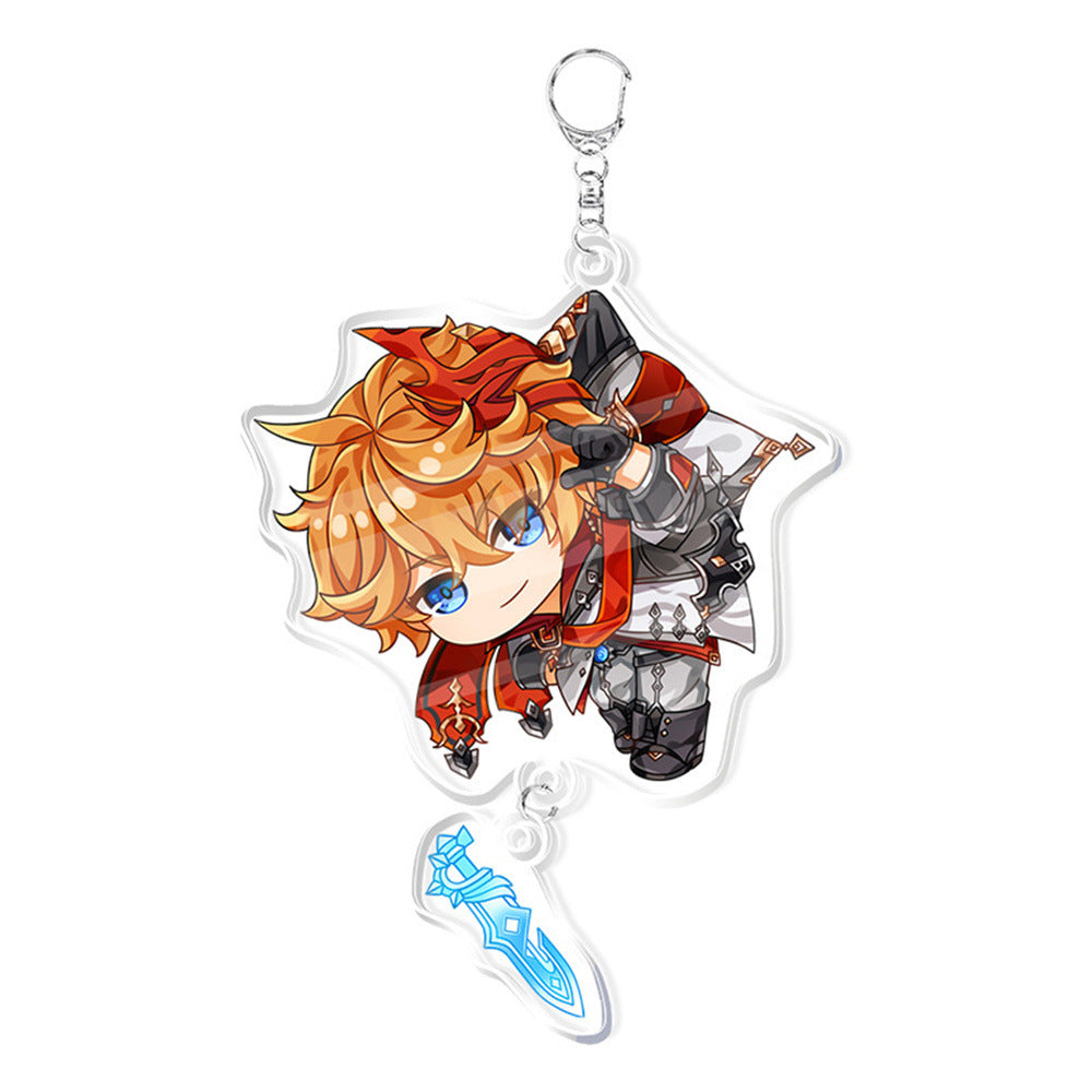 Custom Keychain UV Printed Genshin Cosplay Fan Gift Transparent Holographic Acrylic Keychain
