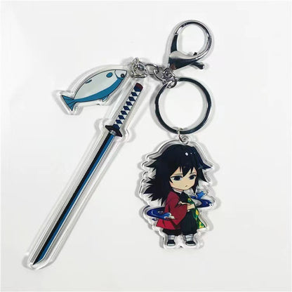 Demon Slayer Acrylic Keychain with Sword  Tanjiro Kamado, Zenitsu Agatsuma, Nezuko Kamado Anime Keyring Pendant