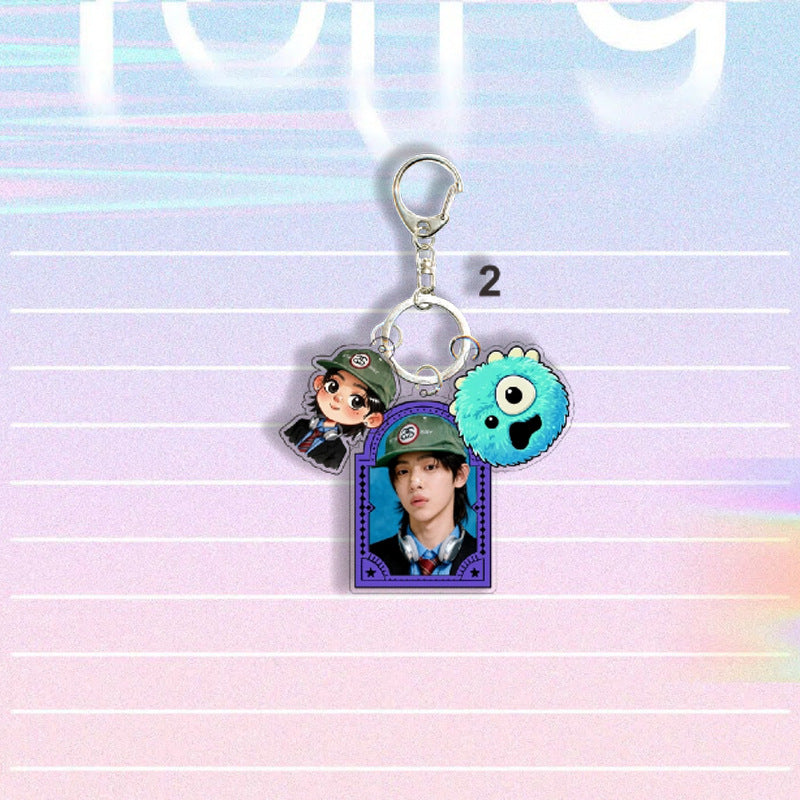 KPOP Idol Custom Keychain  Cartoon Digital Photo Keychain Acrylic Plastic Keyring Charms Promotion Gift Fashion Trend