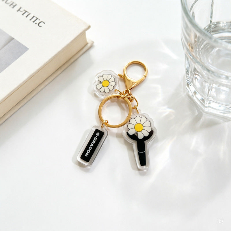 Custom Kpop Style Acrylic Light Keychain  Cartoon Photo Pendant for Gifts Souvenirs Fans