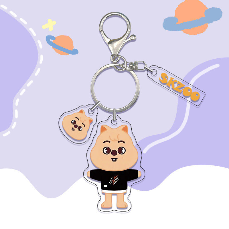 Kpop Idol  Custom  Acrylic Stray kids Keychain Double-Sided UV Printed Cartoon Charm DIY Pendant for Gifts Souvenirs