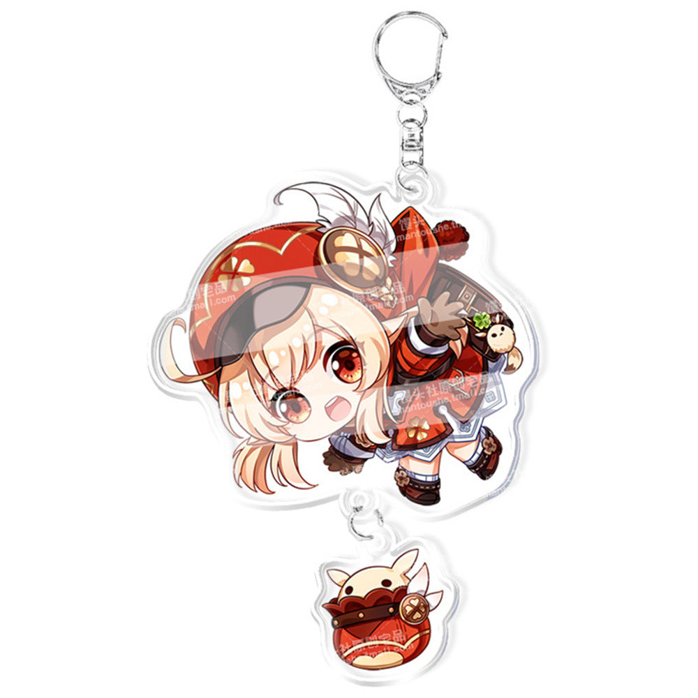 Custom Keychain UV Printed Genshin Cosplay Fan Gift Transparent Holographic Acrylic Keychain