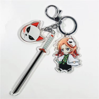 Demon Slayer Acrylic Keychain with Sword  Tanjiro Kamado, Zenitsu Agatsuma, Nezuko Kamado Anime Keyring Pendant