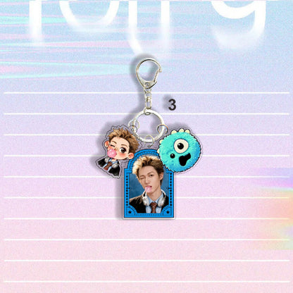 KPOP Idol Custom Keychain  Cartoon Digital Photo Keychain Acrylic Plastic Keyring Charms Promotion Gift Fashion Trend