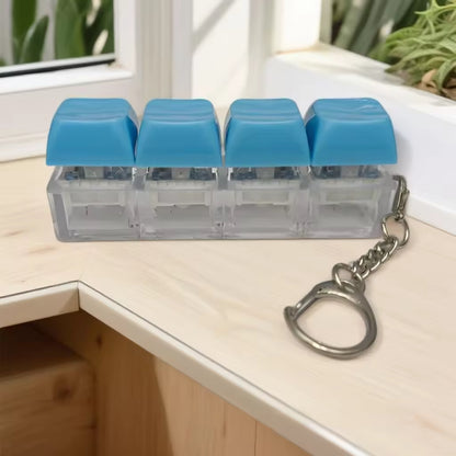 Macaron Mechanical Keyboard Fidget Keychain 4 Key Linear Switch Click Toy Stress Relief Plastic Key Ring