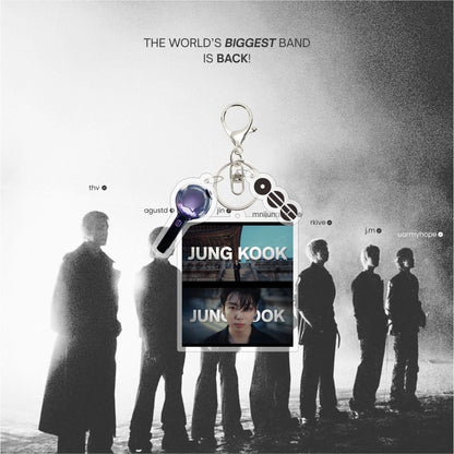 Custom Keychain KPOP Comeback Charm Digital Photo Keychain TAEHYUNG JIN RM SUGA Acrylic Light Stick Bag Key Decor Fans