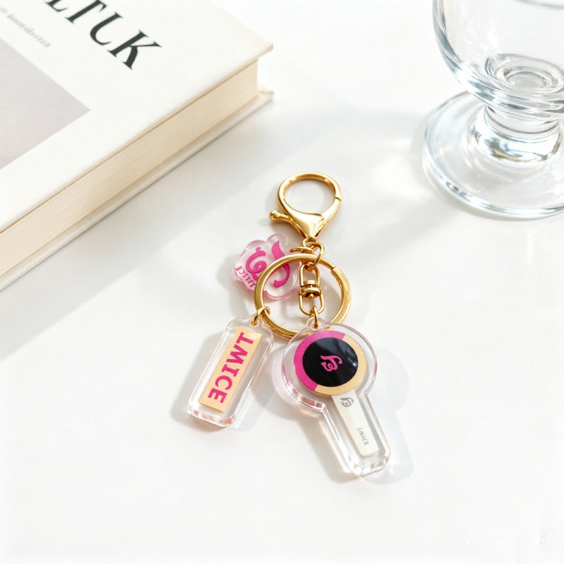 Custom Kpop Style Acrylic Light Keychain  Cartoon Photo Pendant for Gifts Souvenirs Fans