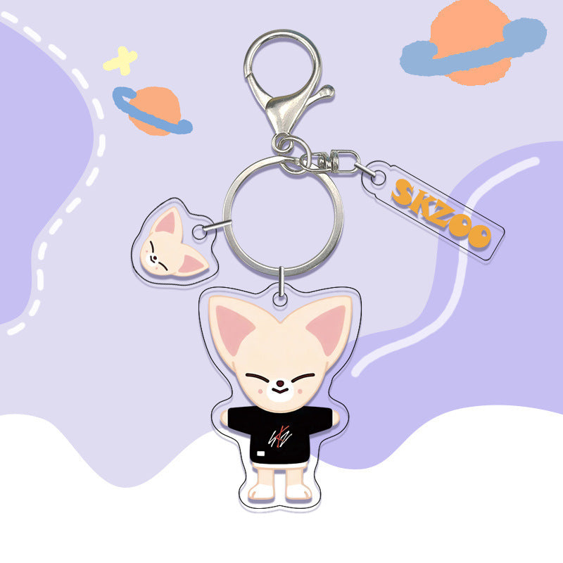 Kpop Idol  Custom  Acrylic Stray kids Keychain Double-Sided UV Printed Cartoon Charm DIY Pendant for Gifts Souvenirs
