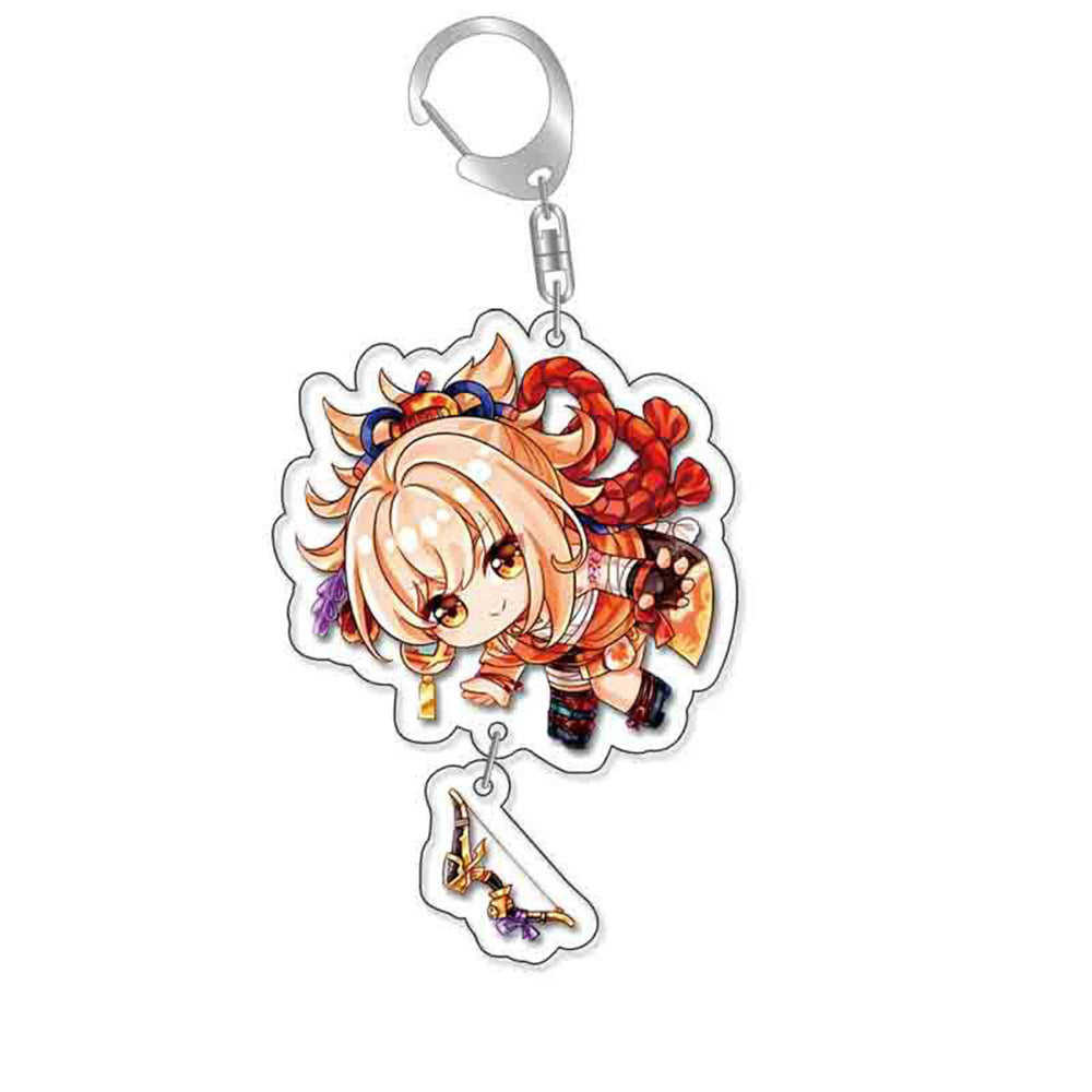 Custom Keychain UV Printed Genshin Cosplay Fan Gift Transparent Holographic Acrylic Keychain