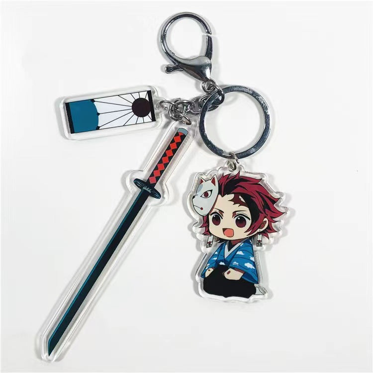 Demon Slayer Acrylic Keychain with Sword  Tanjiro Kamado, Zenitsu Agatsuma, Nezuko Kamado Anime Keyring Pendant