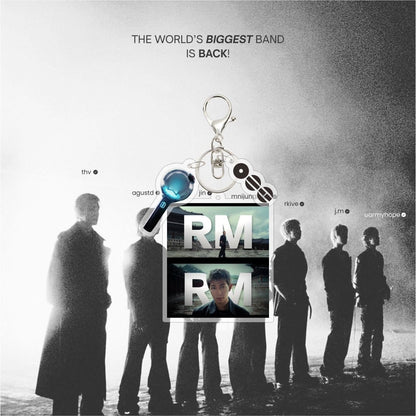 Custom Keychain KPOP Comeback Charm Digital Photo Keychain TAEHYUNG JIN RM SUGA Acrylic Light Stick Bag Key Decor Fans