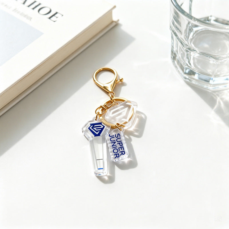 Custom Kpop Style Acrylic Light Keychain  Cartoon Photo Pendant for Gifts Souvenirs Fans