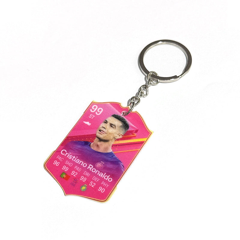 Football Player Scorecard Acrylic Keychain | UV Printed Sports Fan Collectible