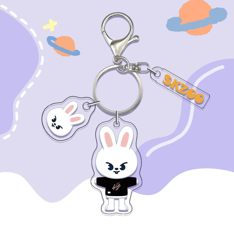 Kpop Idol  Custom  Acrylic Stray kids Keychain Double-Sided UV Printed Cartoon Charm DIY Pendant for Gifts Souvenirs