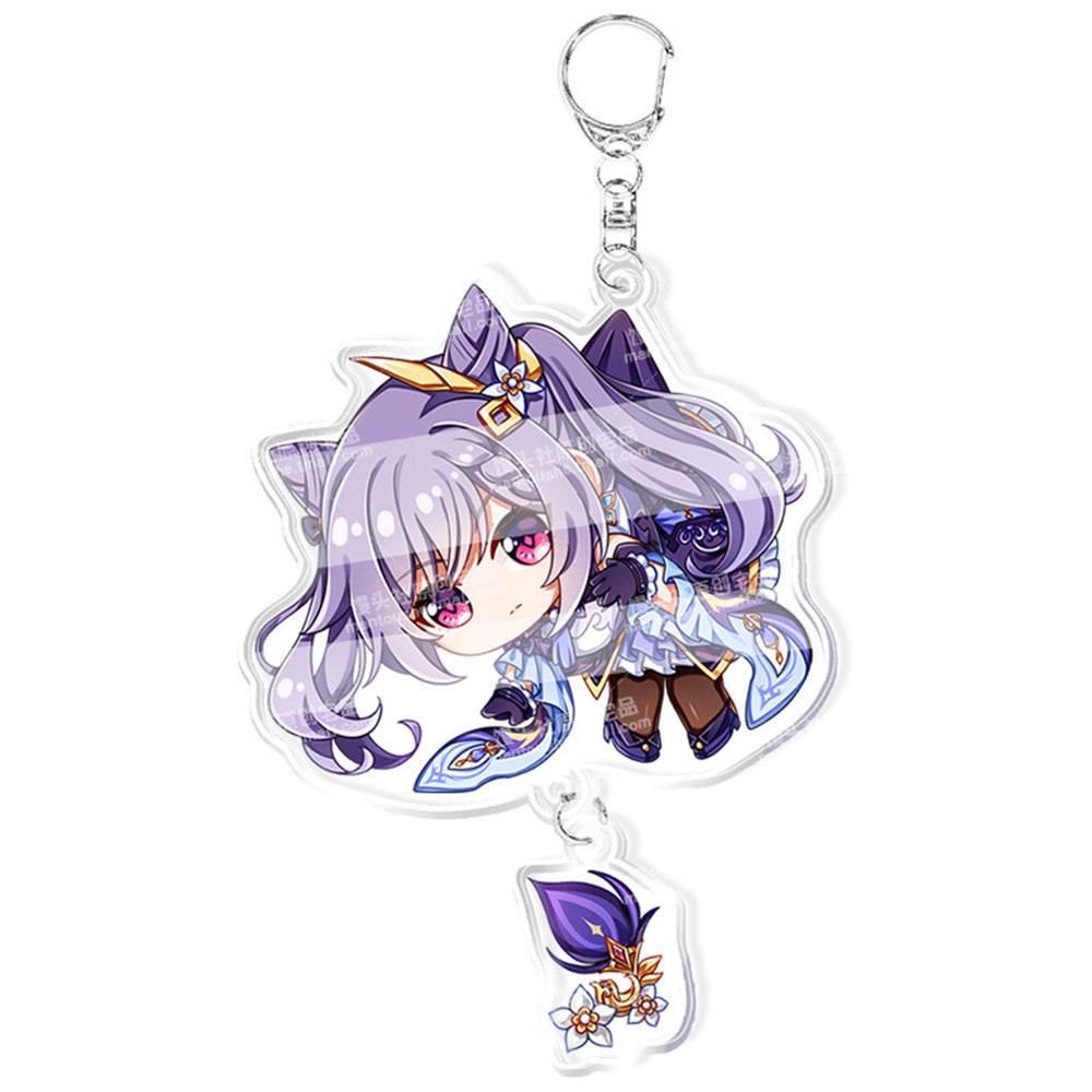 Custom Keychain UV Printed Genshin Cosplay Fan Gift Transparent Holographic Acrylic Keychain