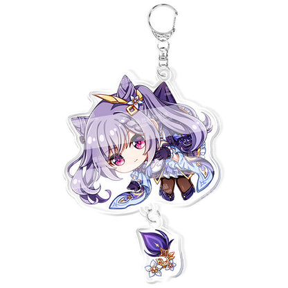 Custom Keychain UV Printed Genshin Cosplay Fan Gift Transparent Holographic Acrylic Keychain