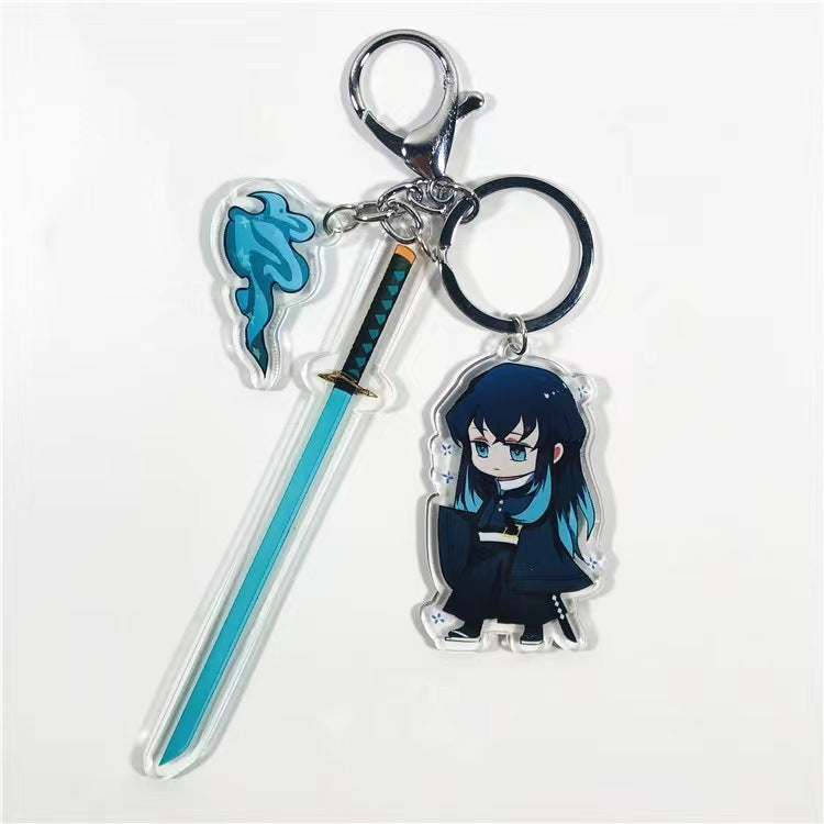 Demon Slayer Acrylic Keychain with Sword  Tanjiro Kamado, Zenitsu Agatsuma, Nezuko Kamado Anime Keyring Pendant