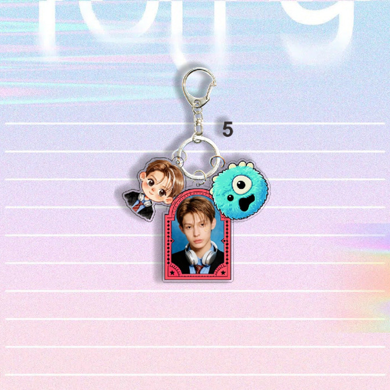 KPOP Idol Custom Keychain  Cartoon Digital Photo Keychain Acrylic Plastic Keyring Charms Promotion Gift Fashion Trend