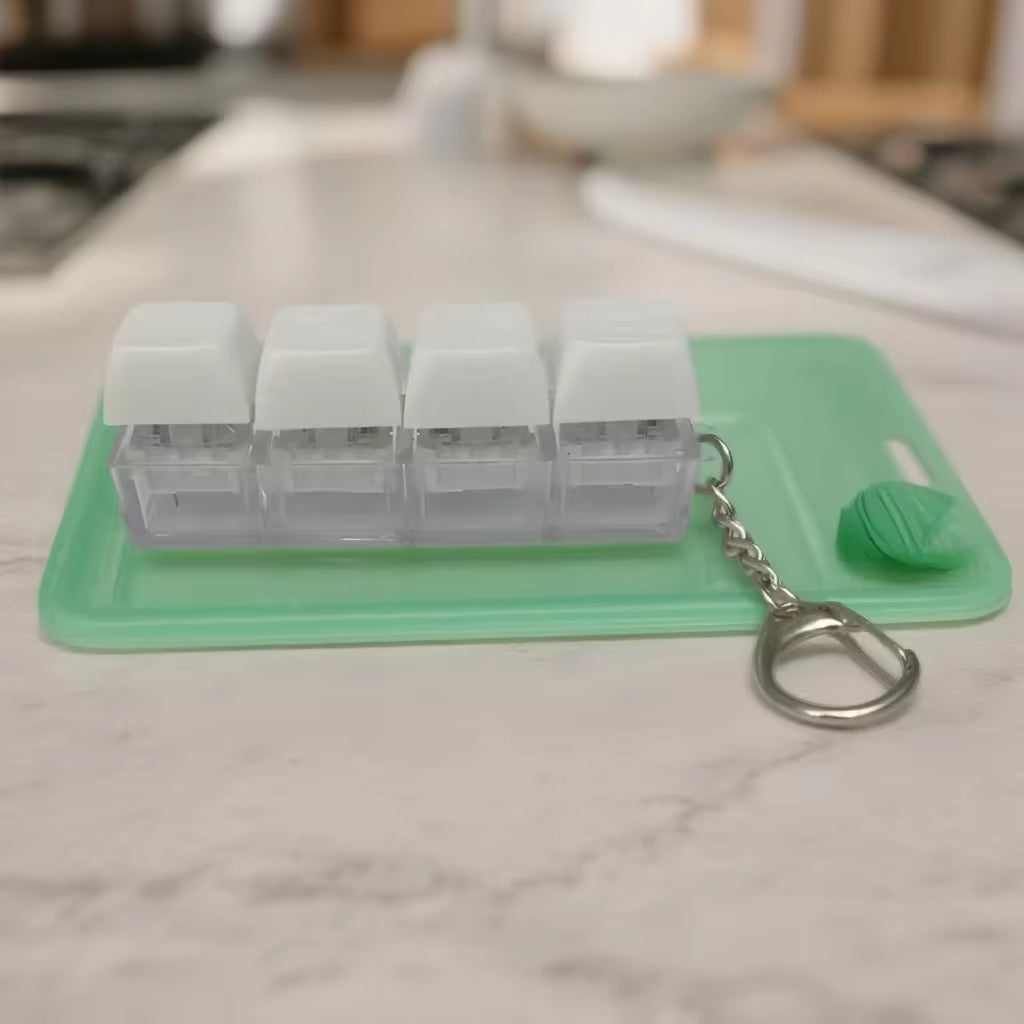 Macaron Mechanical Keyboard Fidget Keychain 4 Key Linear Switch Click Toy Stress Relief Plastic Key Ring