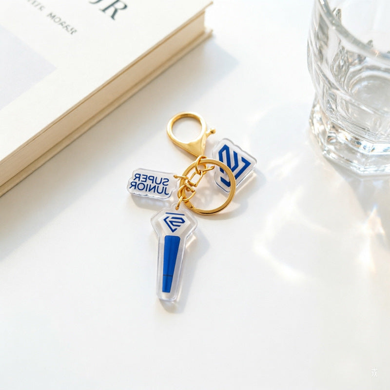 Custom Kpop Style Acrylic Light Keychain  Cartoon Photo Pendant for Gifts Souvenirs Fans