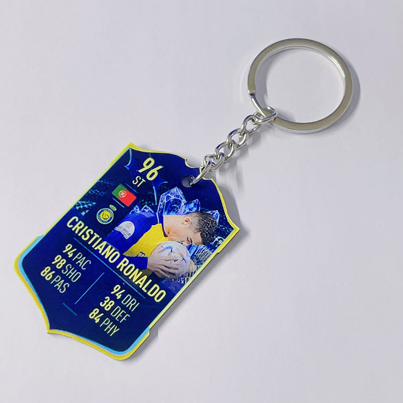 Football Player Scorecard Acrylic Keychain | UV Printed Sports Fan Collectible