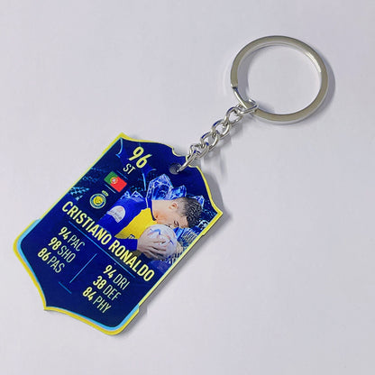 Football Player Scorecard Acrylic Keychain | UV Printed Sports Fan Collectible