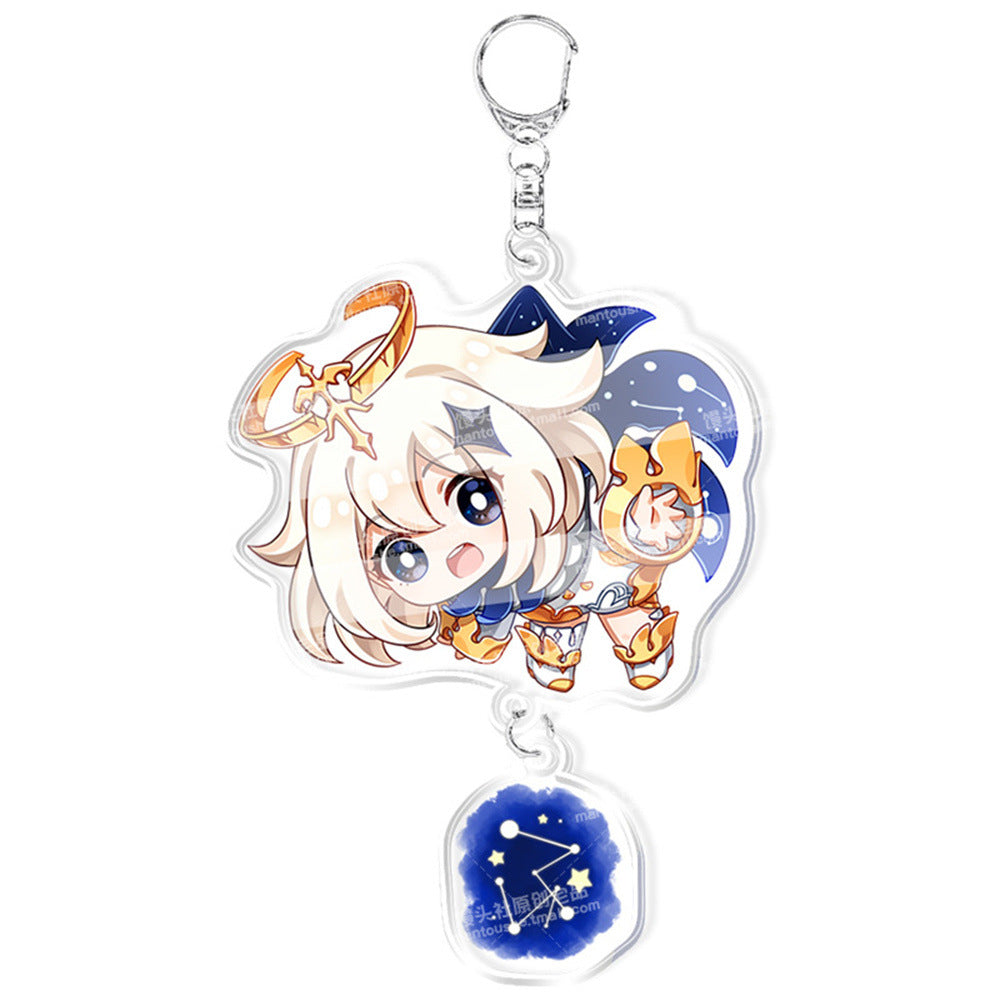 Custom Keychain UV Printed Genshin Cosplay Fan Gift Transparent Holographic Acrylic Keychain