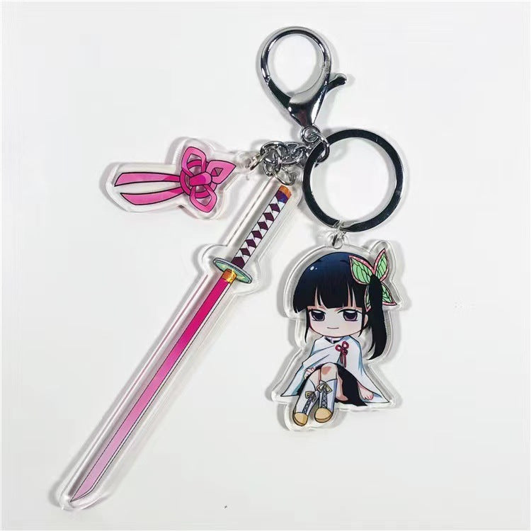 Demon Slayer Acrylic Keychain with Sword  Tanjiro Kamado, Zenitsu Agatsuma, Nezuko Kamado Anime Keyring Pendant