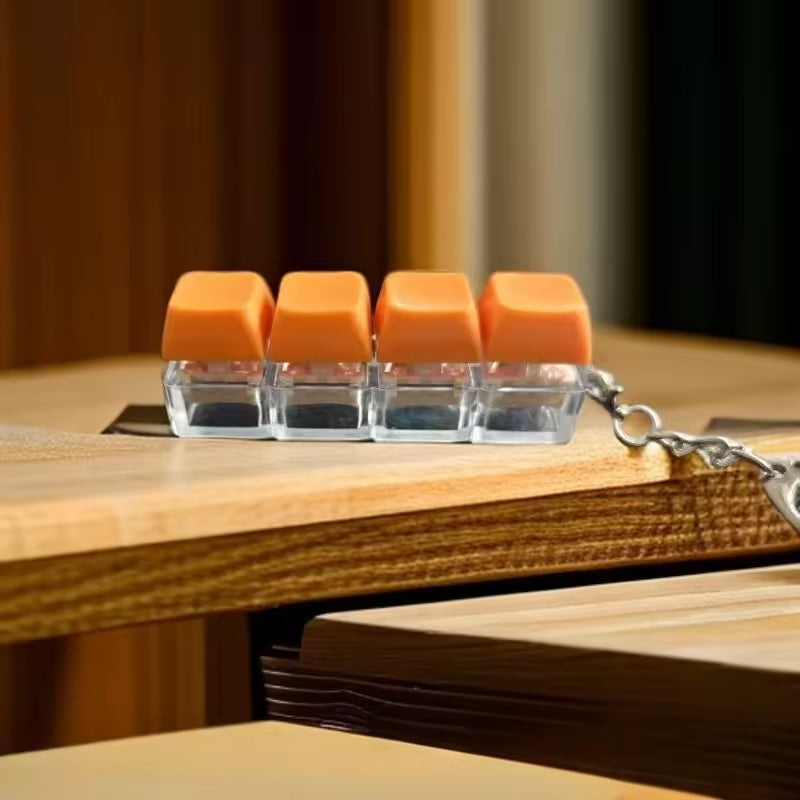 Macaron Mechanical Keyboard Fidget Keychain 4 Key Linear Switch Click Toy Stress Relief Plastic Key Ring
