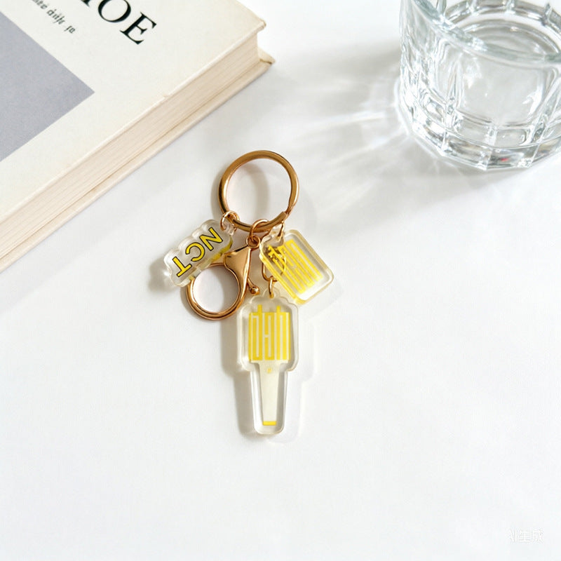 Custom Kpop Style Acrylic Light Keychain  Cartoon Photo Pendant for Gifts Souvenirs Fans