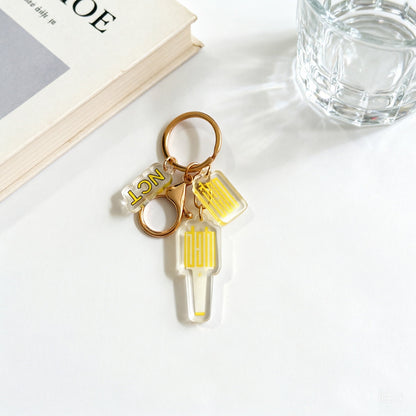 Custom Kpop Style Acrylic Light Keychain  Cartoon Photo Pendant for Gifts Souvenirs Fans