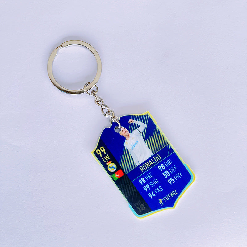 Football Player Scorecard Acrylic Keychain | UV Printed Sports Fan Collectible